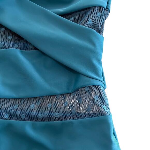 BMJL Teal One Piece Swimsuit with Mesh Insets Woman Size Small - Picture 6 of 6